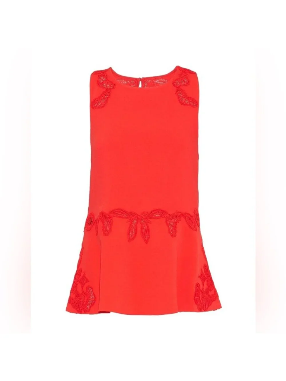 Jonathan Simkhai Red Sleeveless Lace-Detail Tank Top